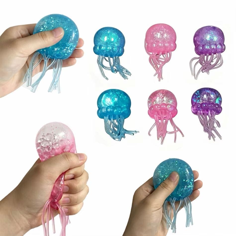 Jelly Squishy sensory toys in blue, pink and purple