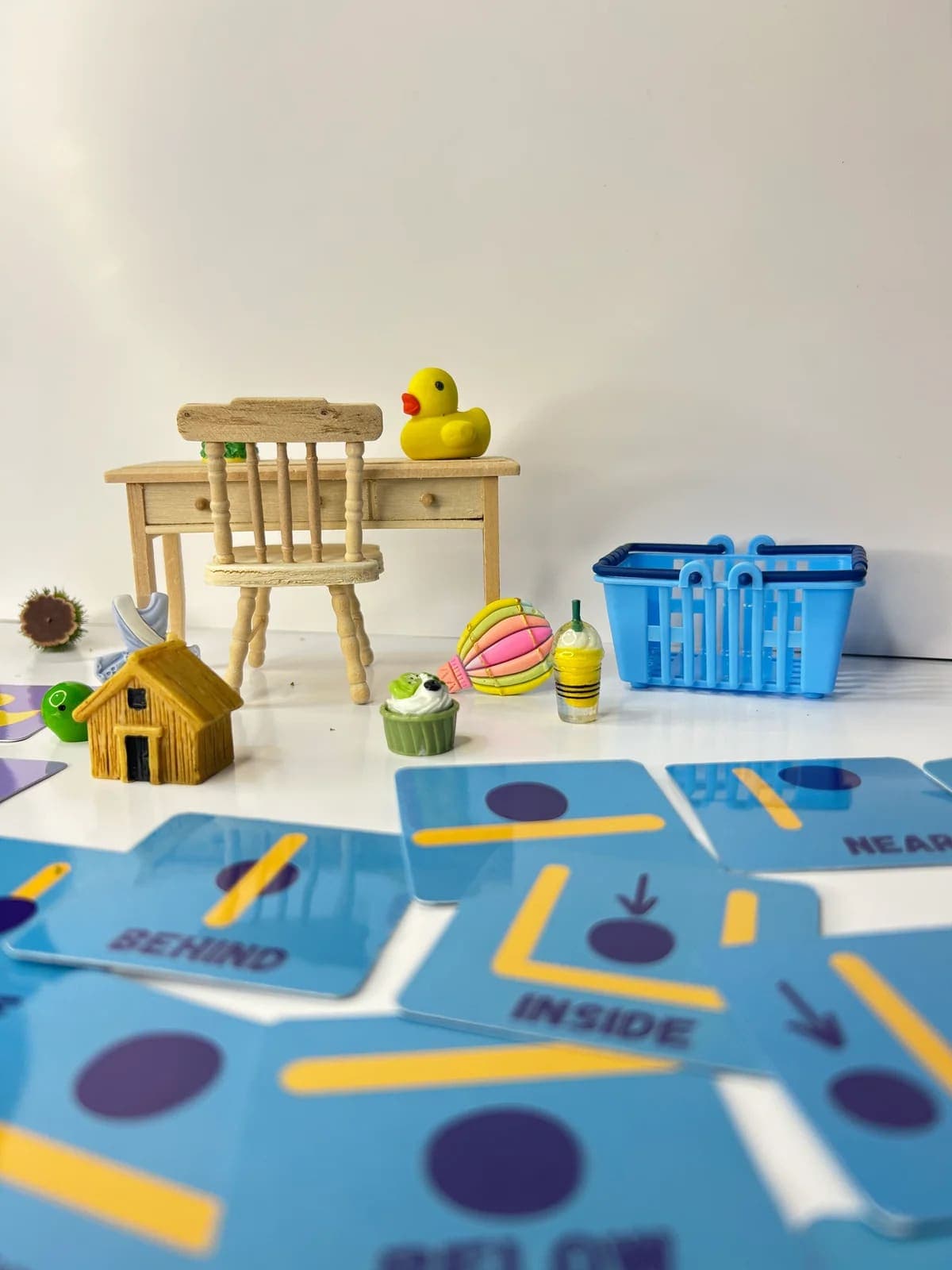 The Where Is It kit with figurines and preposition cards